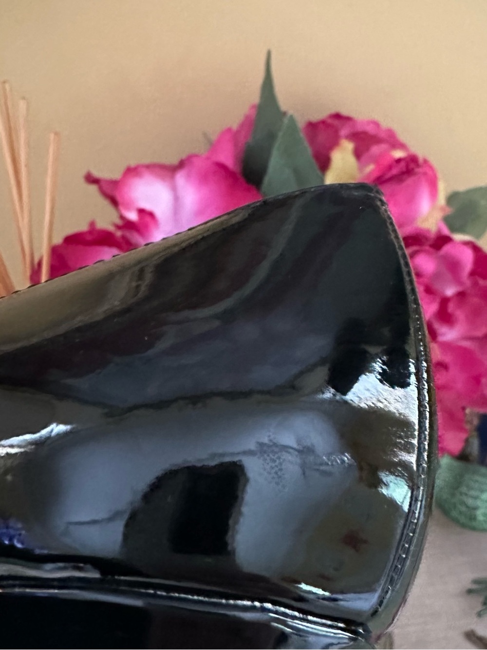 CL by Laundry Black Patent Peep-Toe Wedge Sandals Heels Shoes Size 10 - Picture 11 of 12